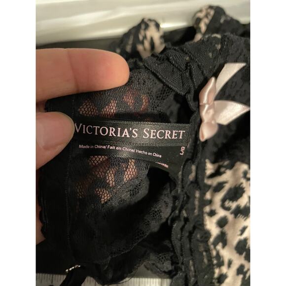 Victorias Secret Womens Slip Dress Large Animal Print Mesh Babydoll Lingerie Y2K - Picture 4 of 8